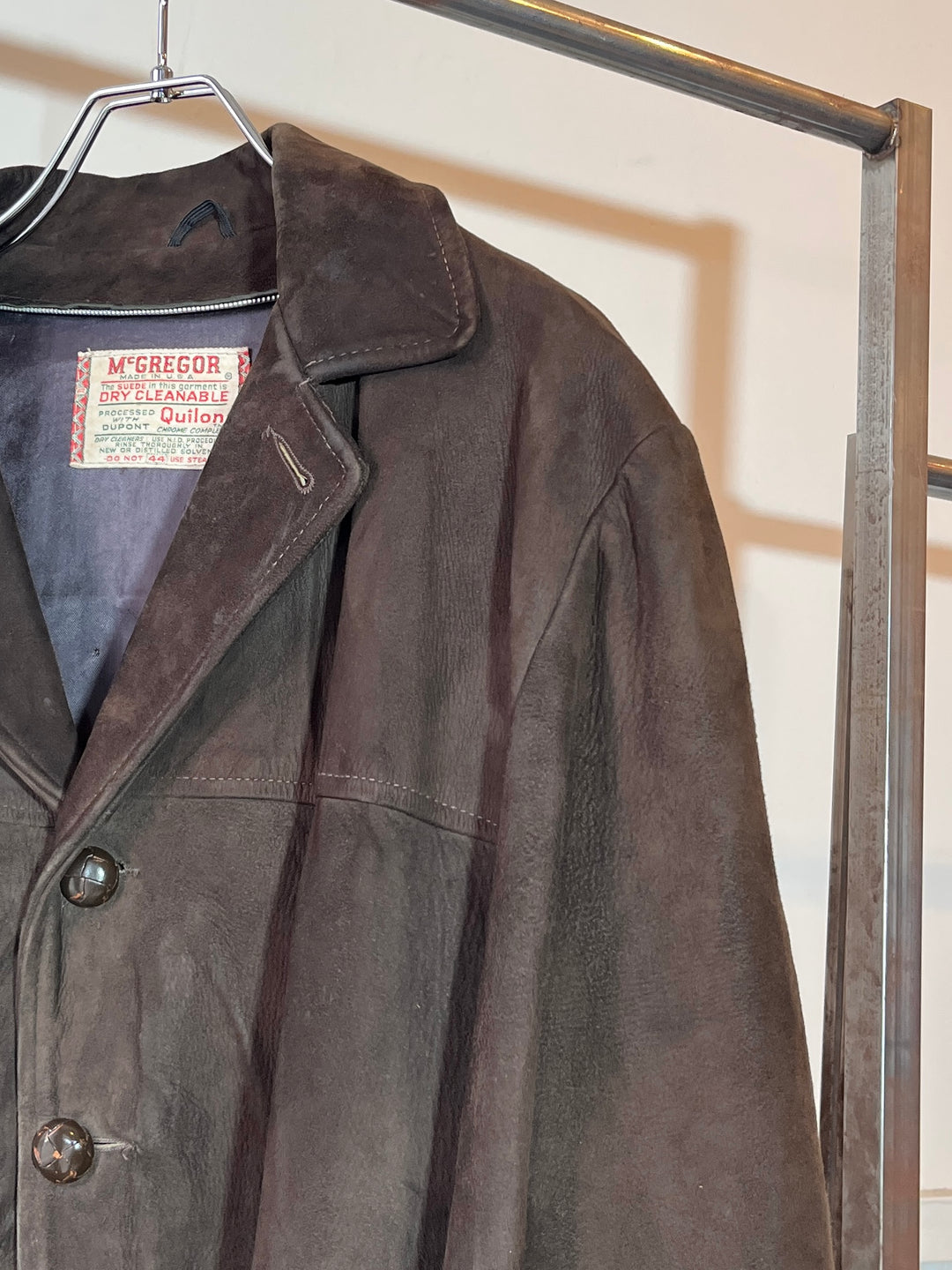 1950-60s "McGREGOR" dark brown suede leather coat