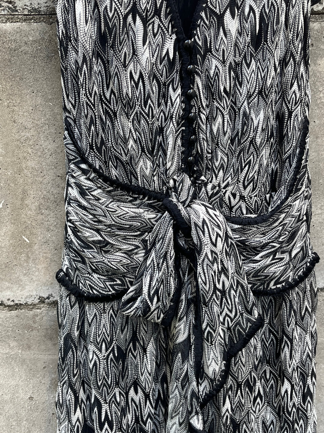 1990s ITALY made "MISSONI" monochrome flame stitch one-piece