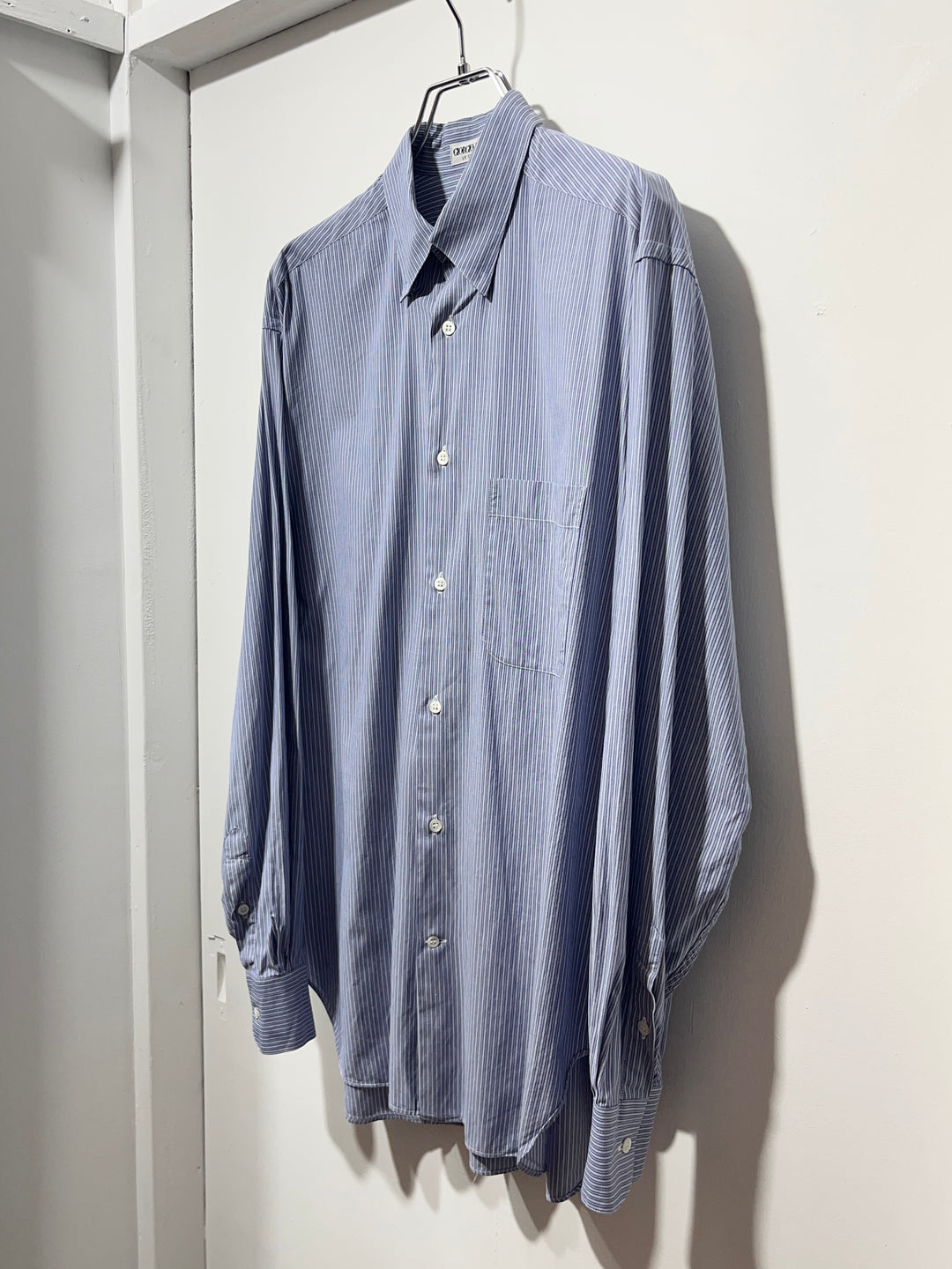 1980-90s ITALY made "GIORGIO ARMANI" pin stripe dress shirt