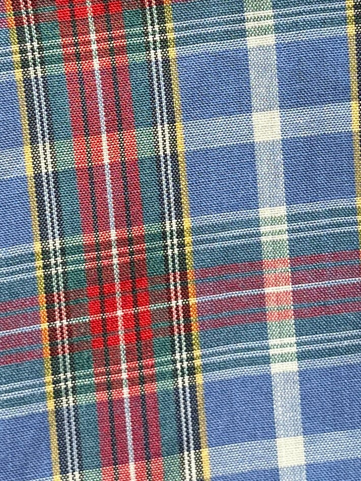 1980s blue × red tartan checkered s/s shirt
