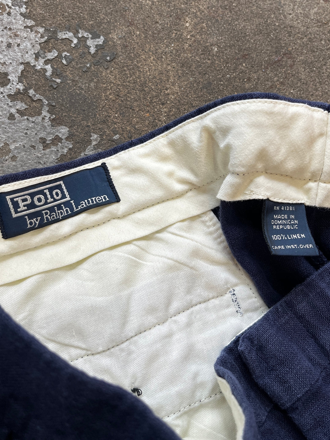 1990-00s "Polo by Ralph Lauren" navy linen slacks 40×32