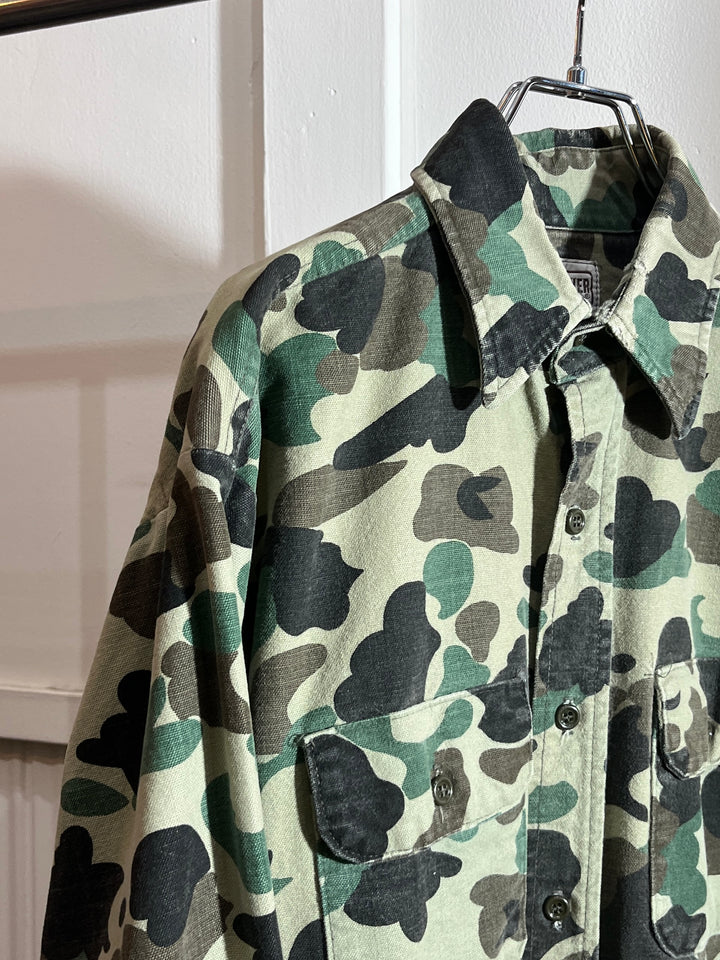 1970-80s USA made "FIVE BROTHER" duck hunter camouflage pattern shirt