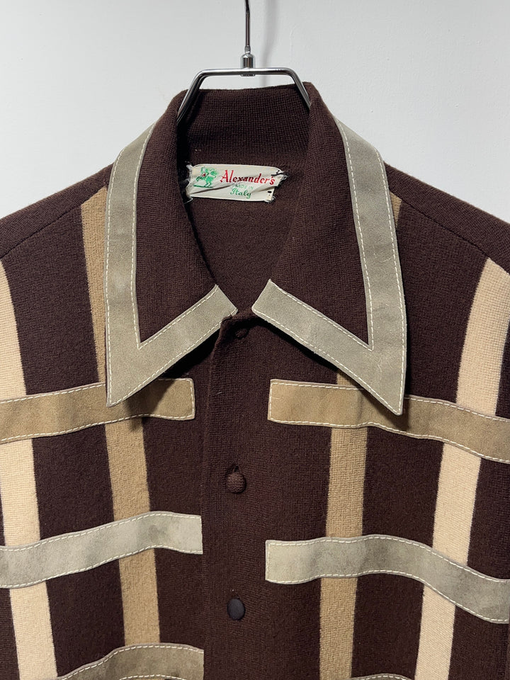 1970s  ITALY made suede panel knit jacket