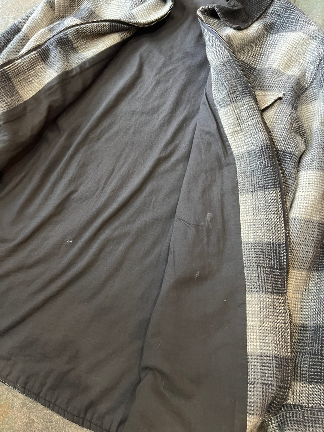 1990s ombré check wool harf coat