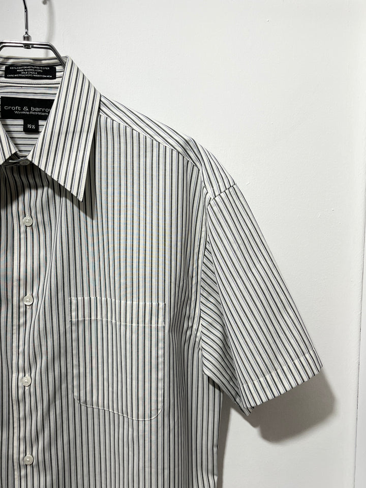 1990-00s gray stripes s/s shirt