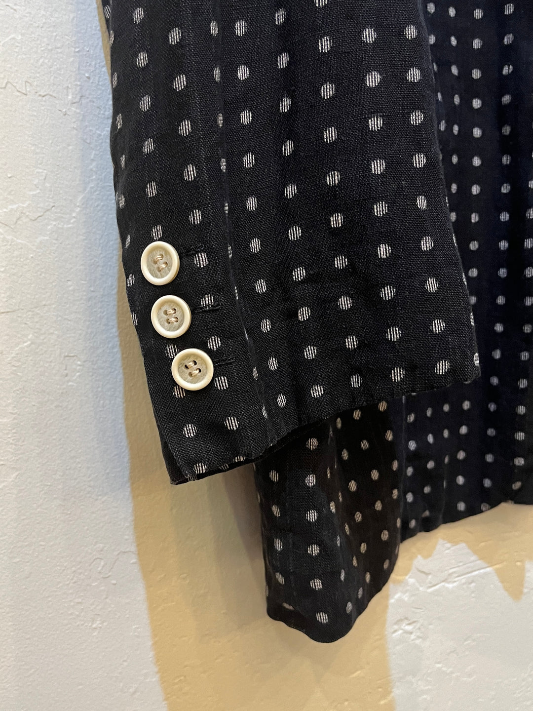 "TOKIO KUMAGAI" kasuri design polka dot linen tailored jacket