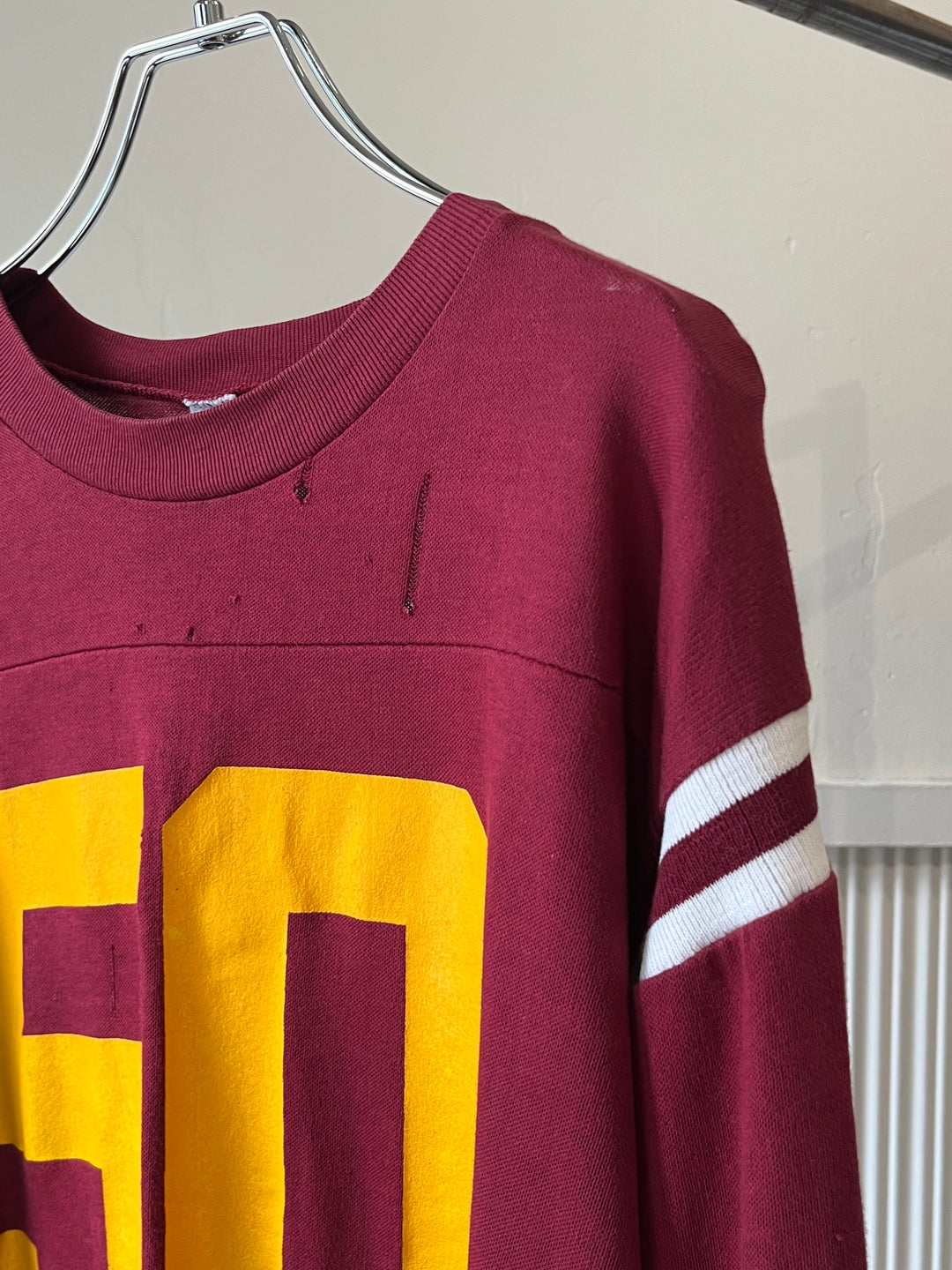 1970s burgundy numbered football T-shirt
