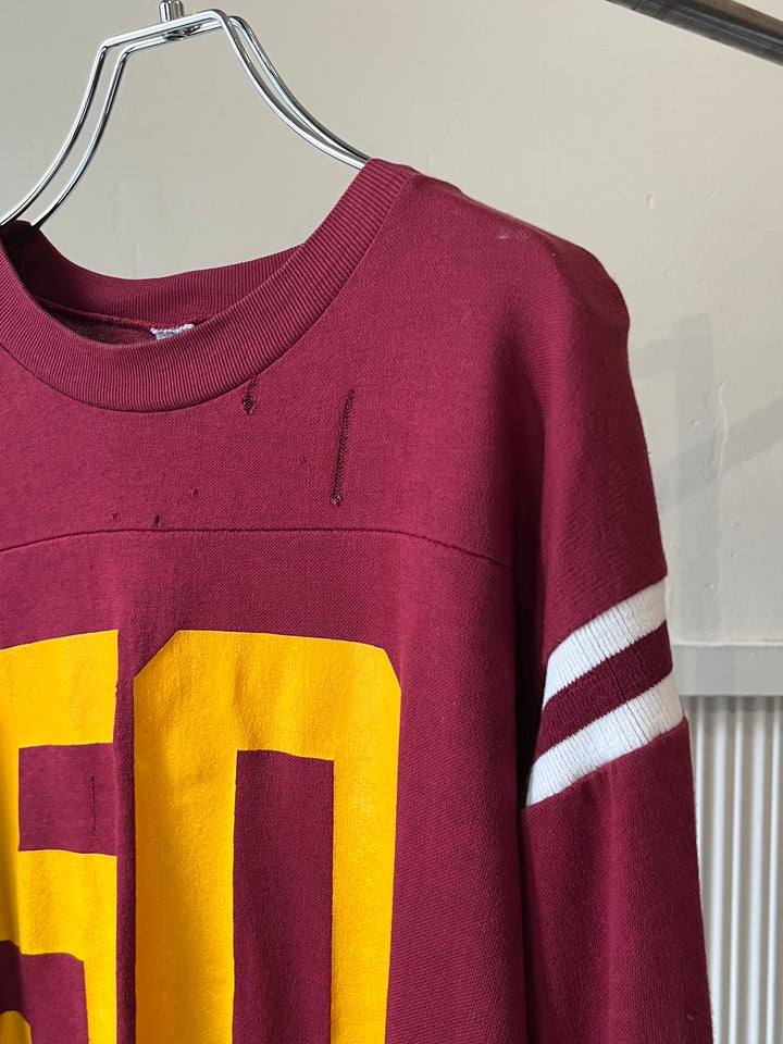 1970s burgundy numbered football T-shirt