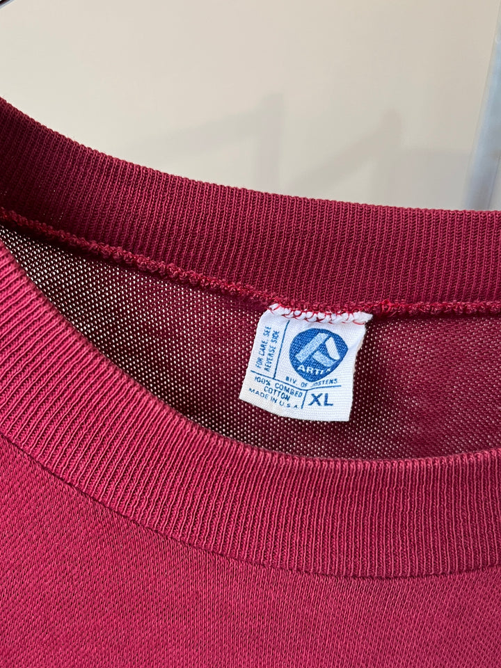 1970s burgundy numbered football T-shirt