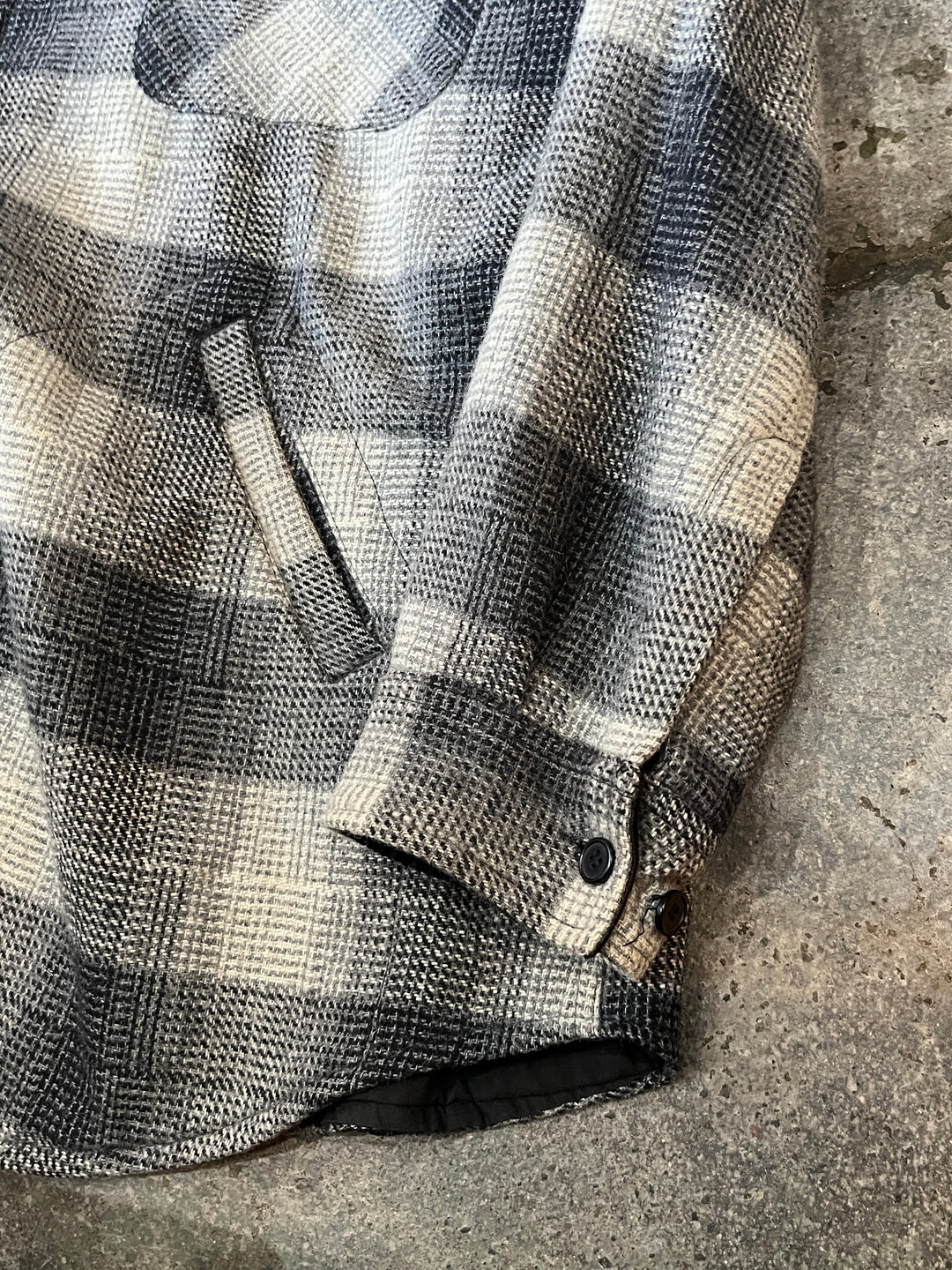 1990s ombré check wool harf coat