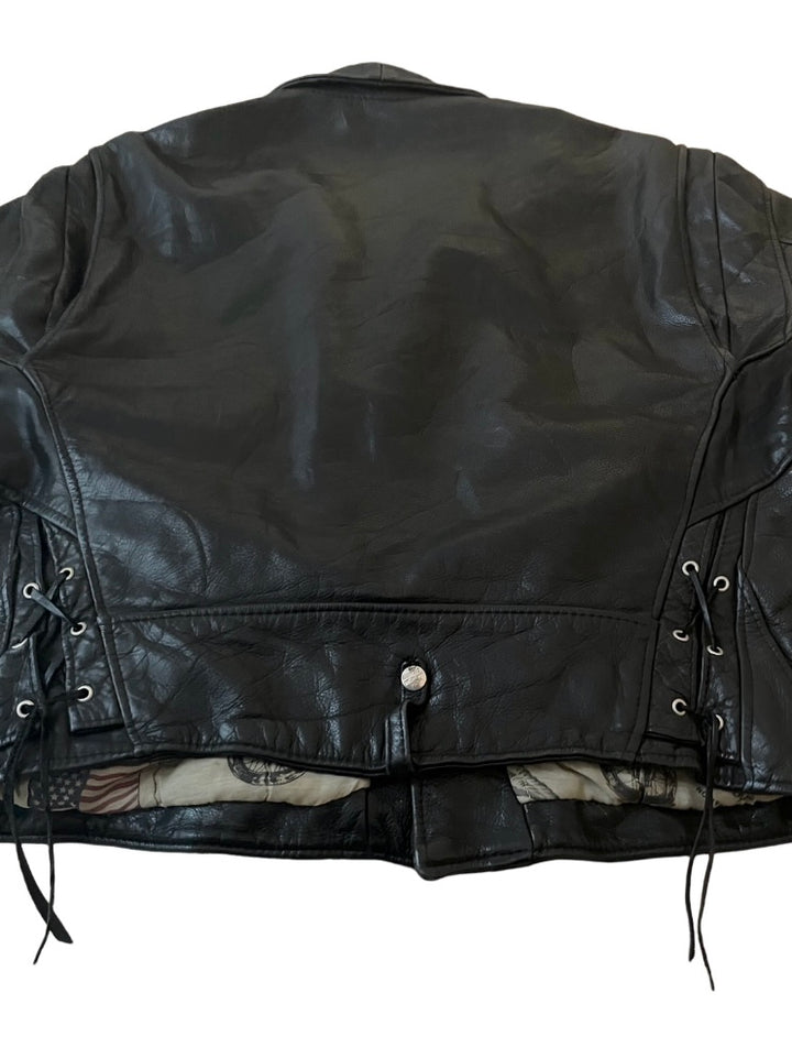 cowhide black leather riders jacket