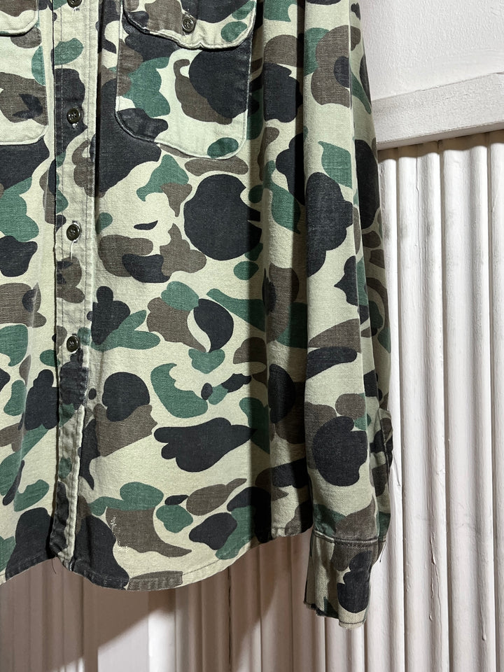 1970-80s USA made "FIVE BROTHER" duck hunter camouflage pattern shirt