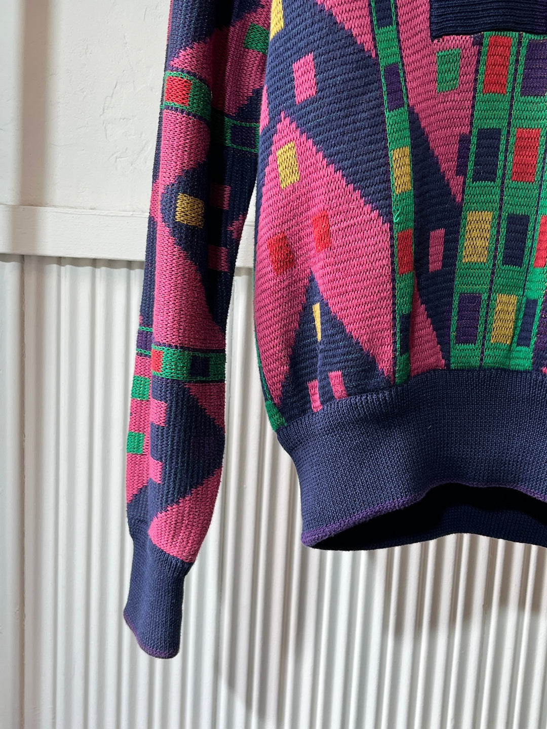 1980-90s ITALY made abstract placket V-neck knit