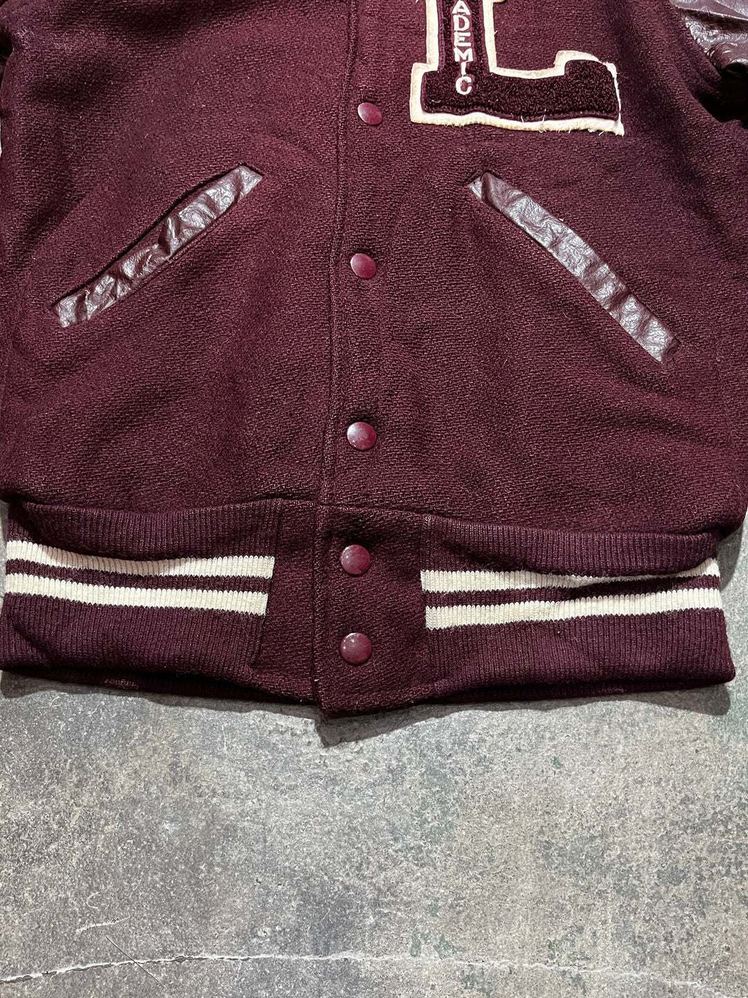 1950-60s vintage burgundy stadium jacket