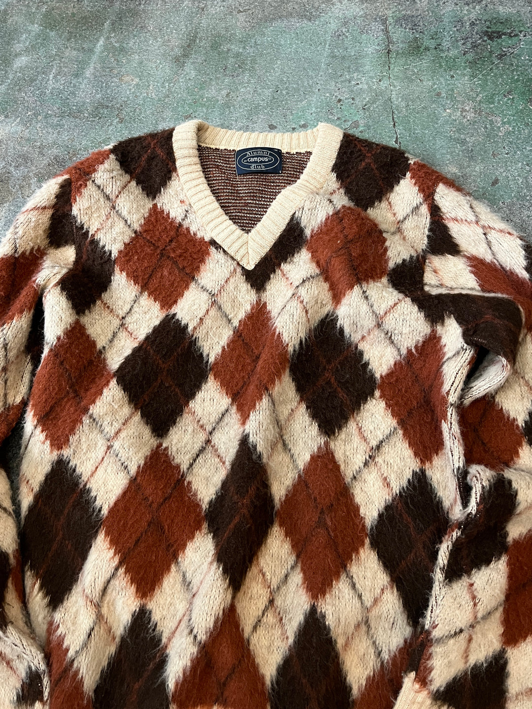1970s "CAMPUS" argyle mohair knit