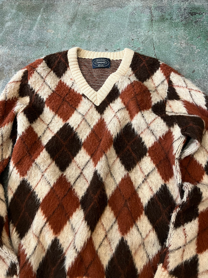 1970s "CAMPUS" argyle mohair knit