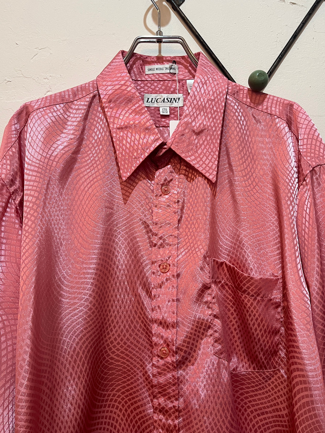 1990-00s pink × shiny total pattern shirt