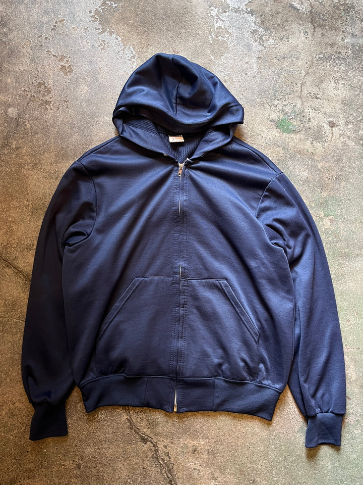 1980-90s navy double face zip sweat hoodie