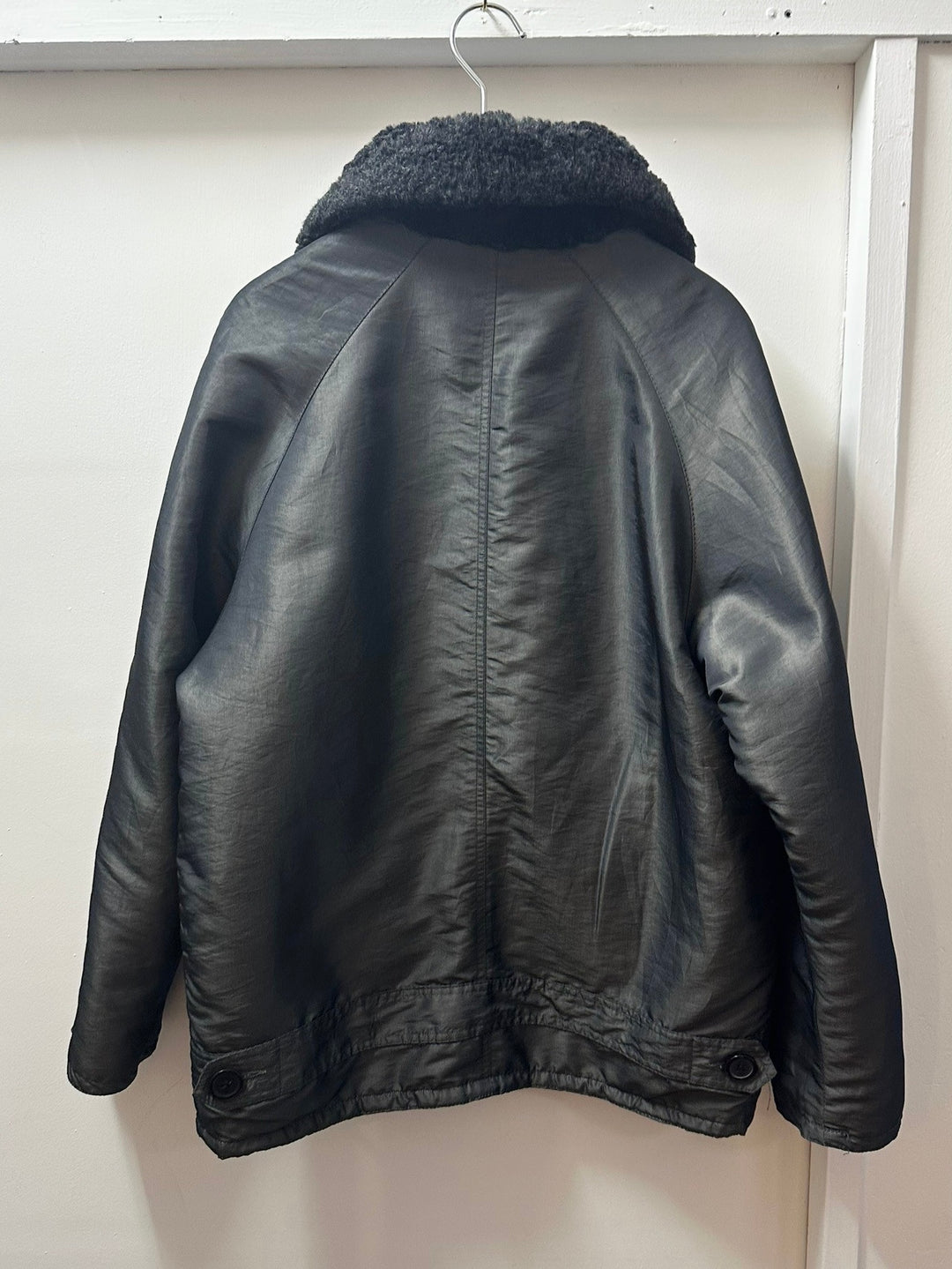 1980-90s USA made black reversible boa blouson