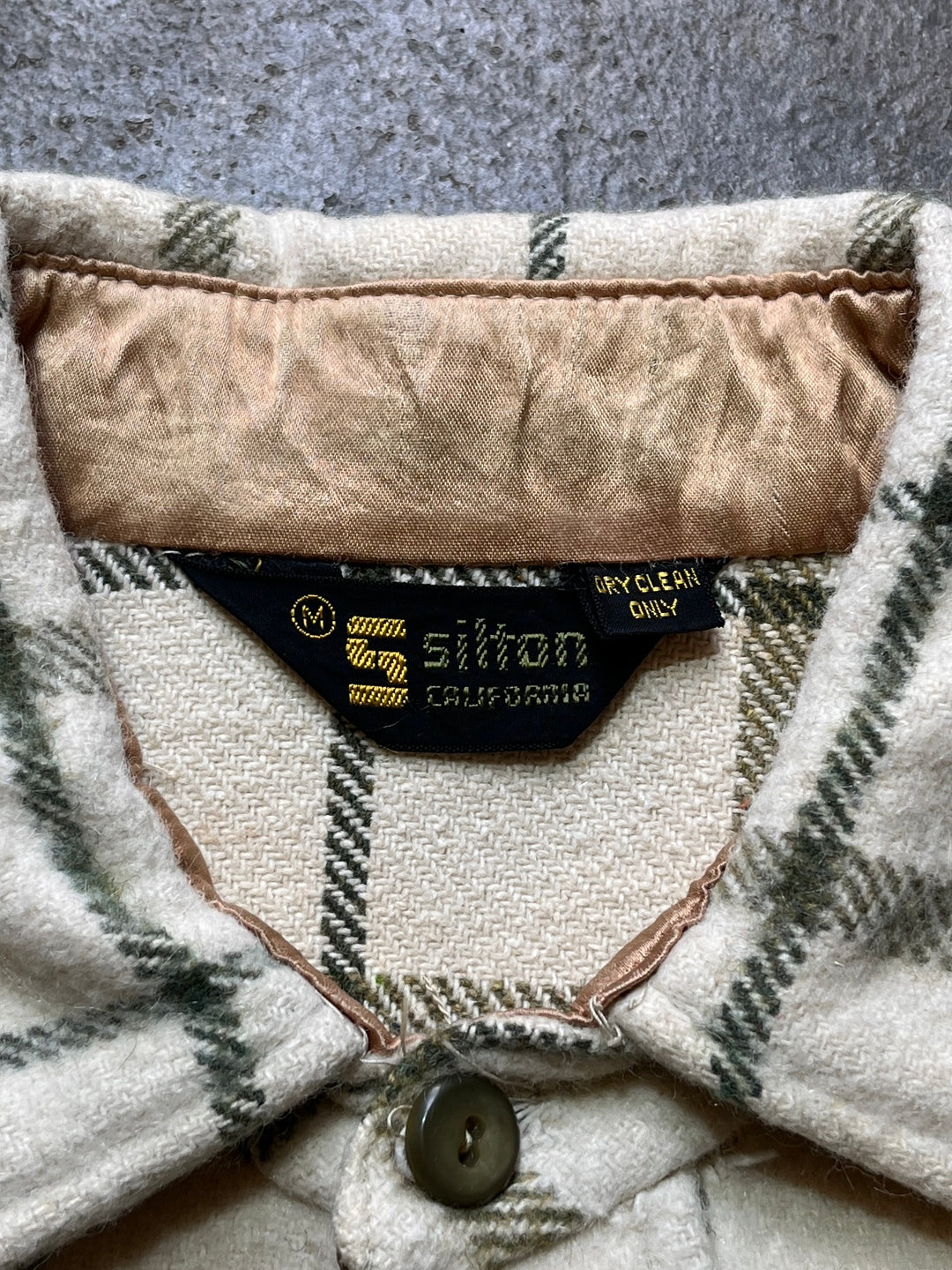 1960s ecru × olive checkered wool shirt