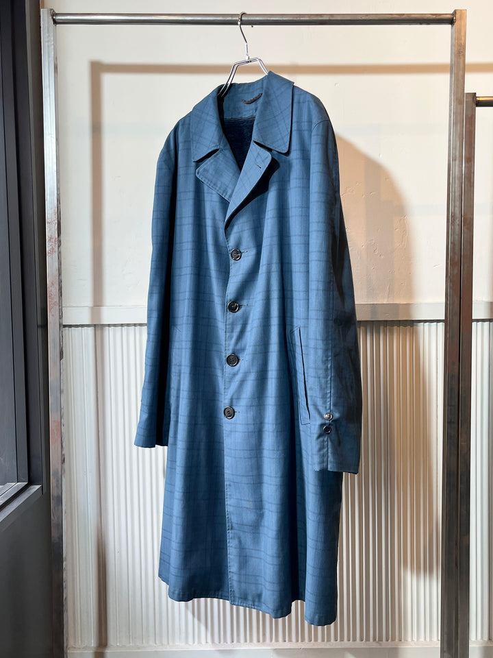1960s "Sears" steel blue windowpane balmacaan coat