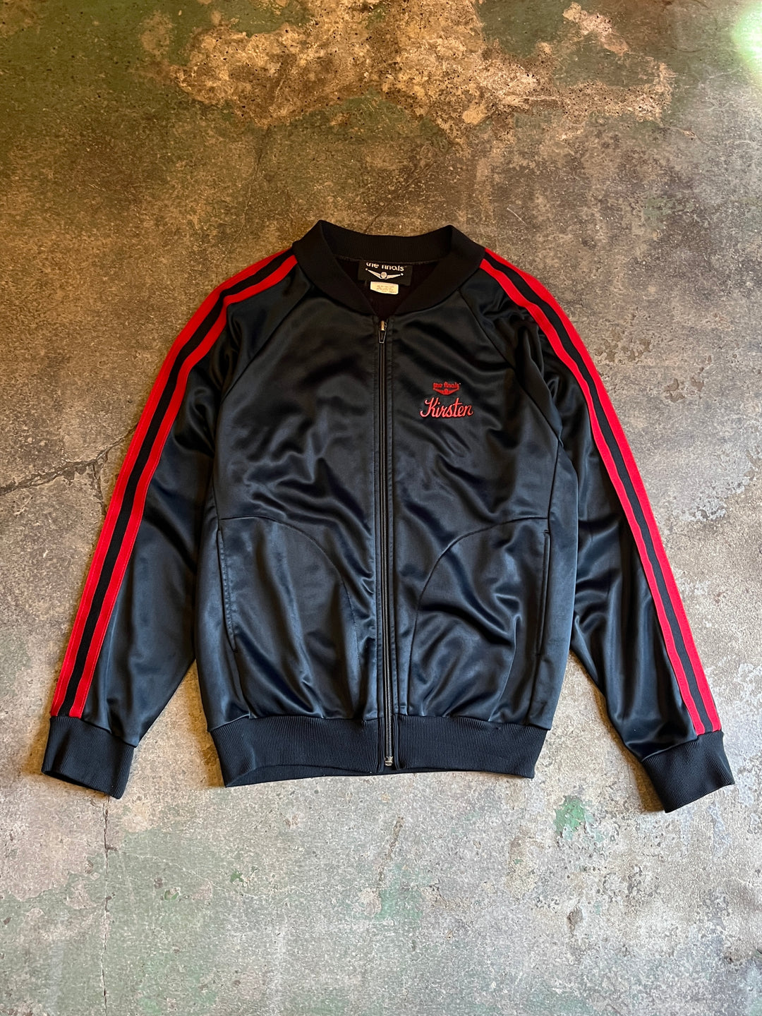 1980s back embroidery black × red track jacket