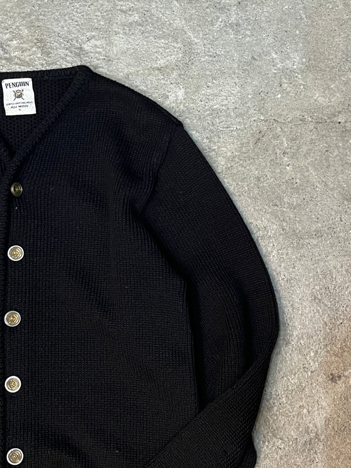 1950-60s "PENGUIN" black knit cardigan