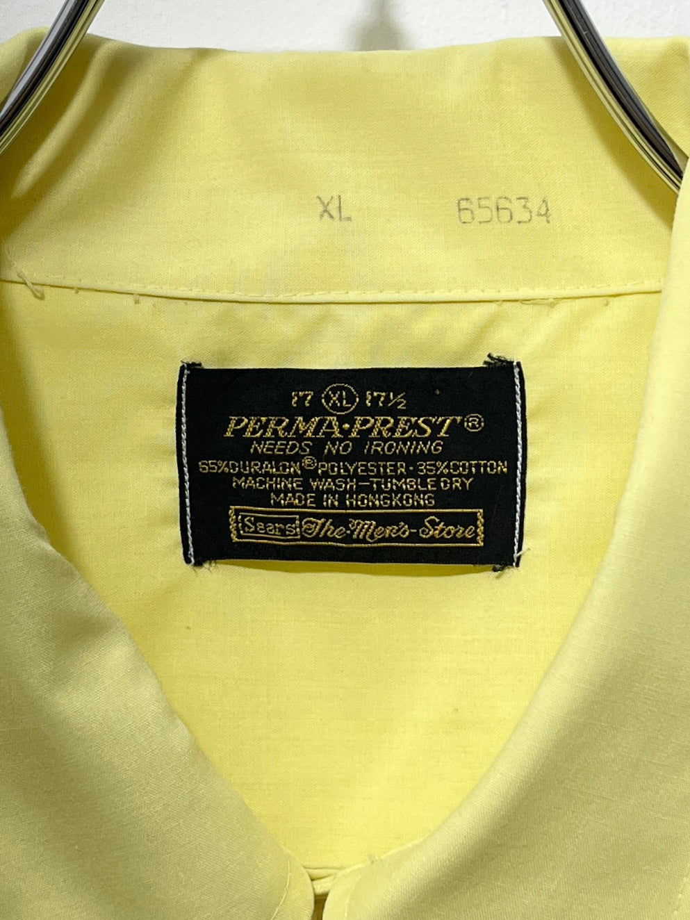 1970s "Sears" pale yellow s/s B.D shirt