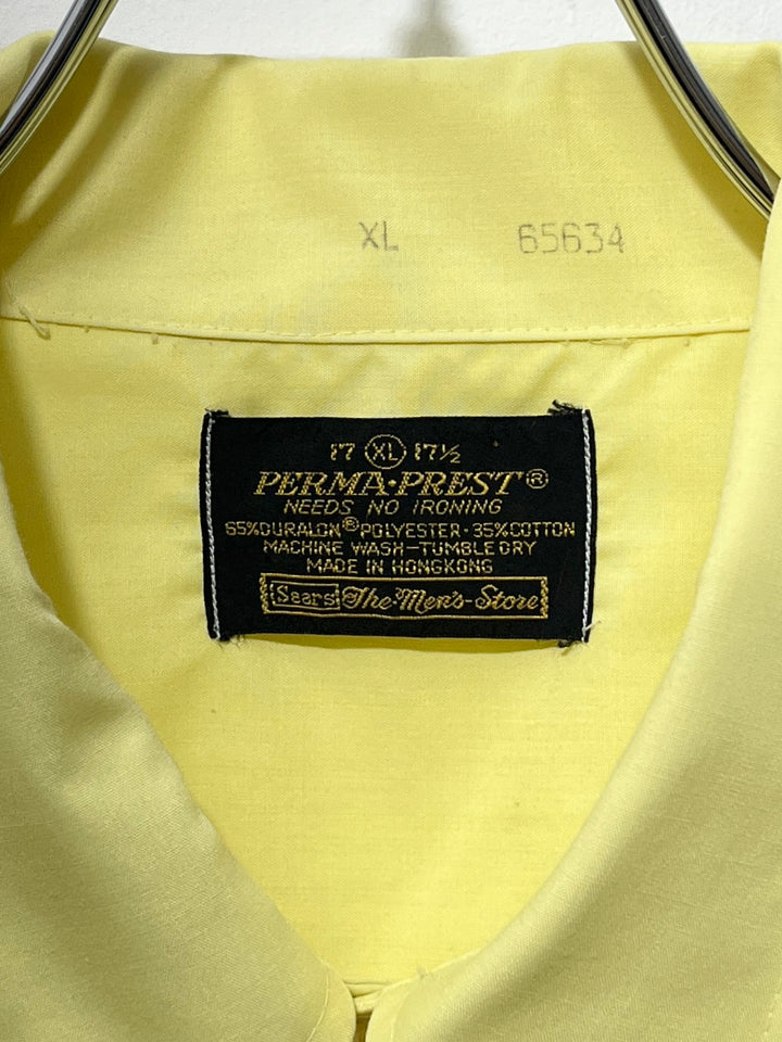 1970s "Sears" pale yellow s/s B.D shirt
