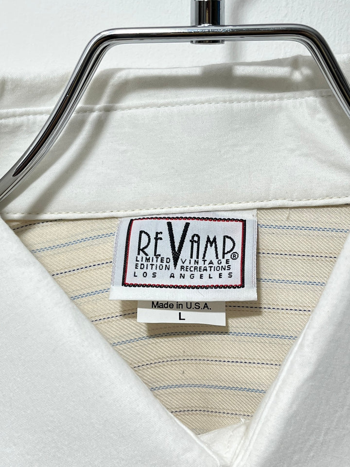 1990-00s USA made striped white collar pullover shirt