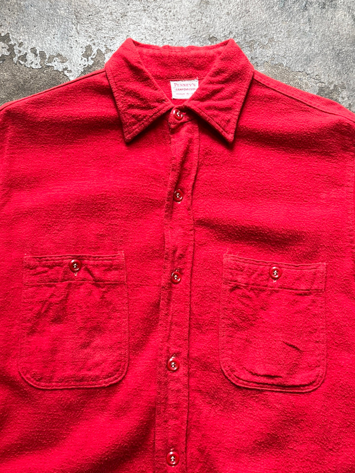1950s "Penney's" red chamois cloth shirt