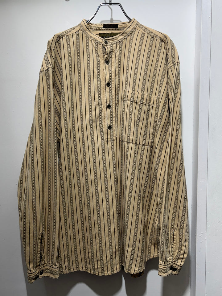 1990s native striped band-collar pullover shirt
