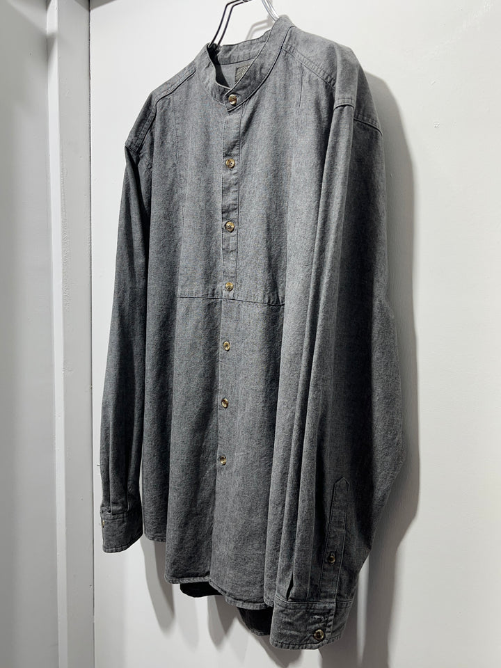 1990s chambray band-collar shirt