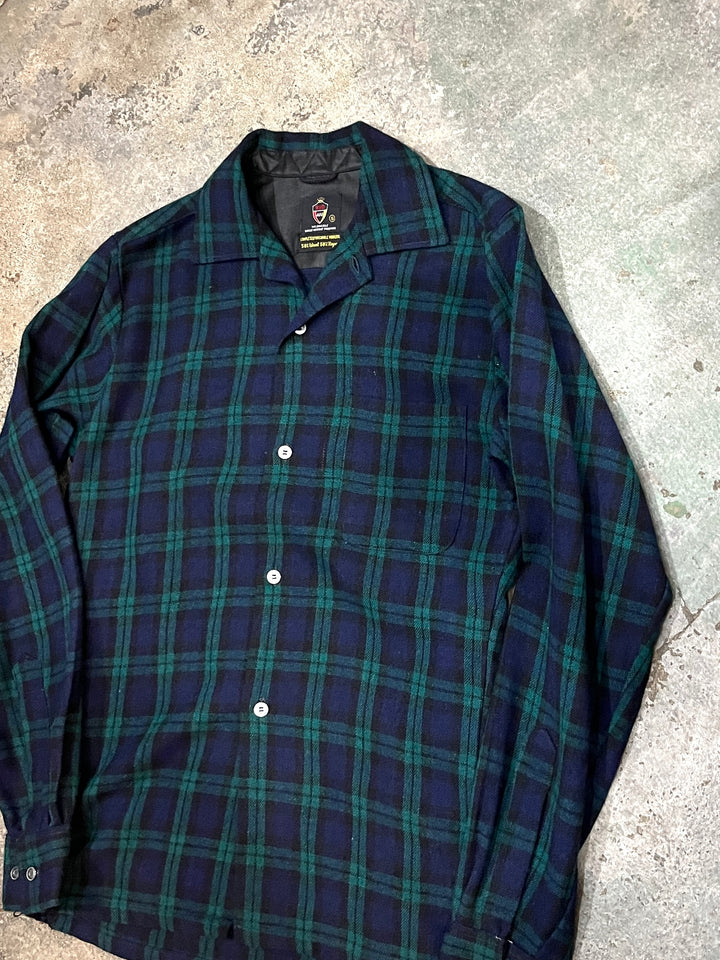 1960s "B.V.D" black watch plaid shirt