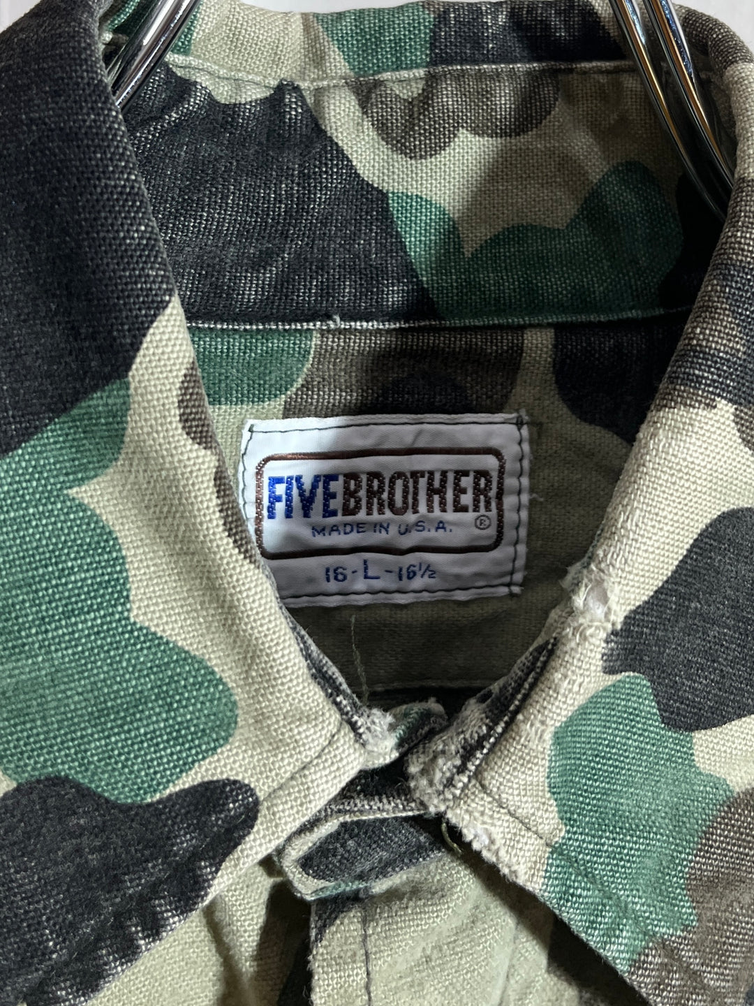 1970-80s USA made "FIVE BROTHER" duck hunter camouflage pattern shirt