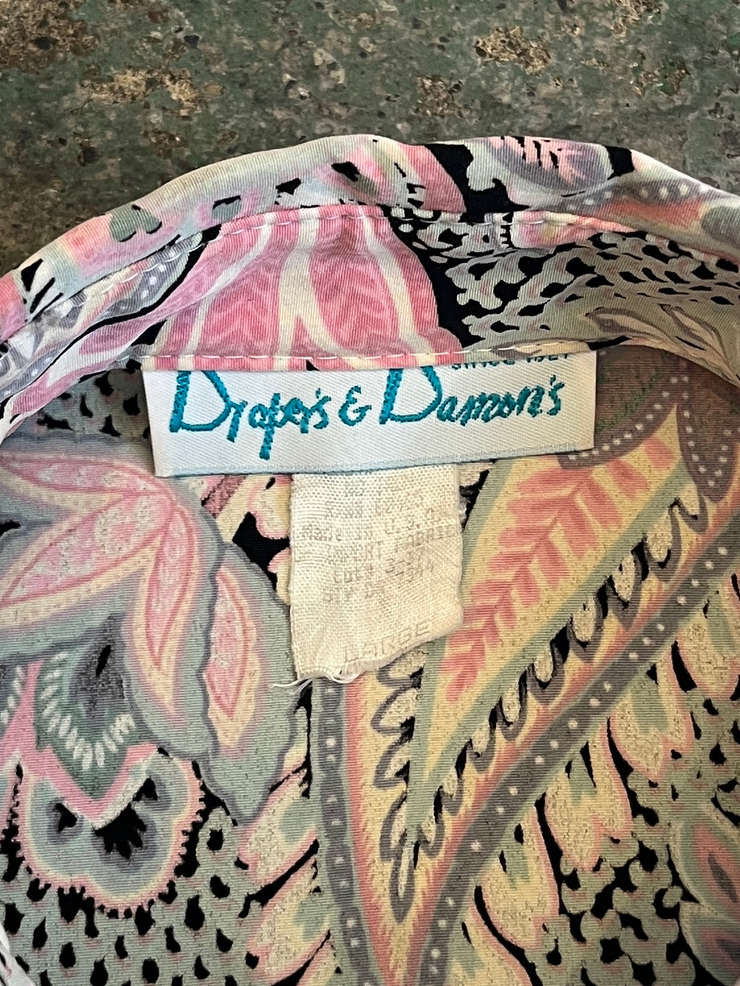 1980-90s USA made pink × gray paisley pattern shirt