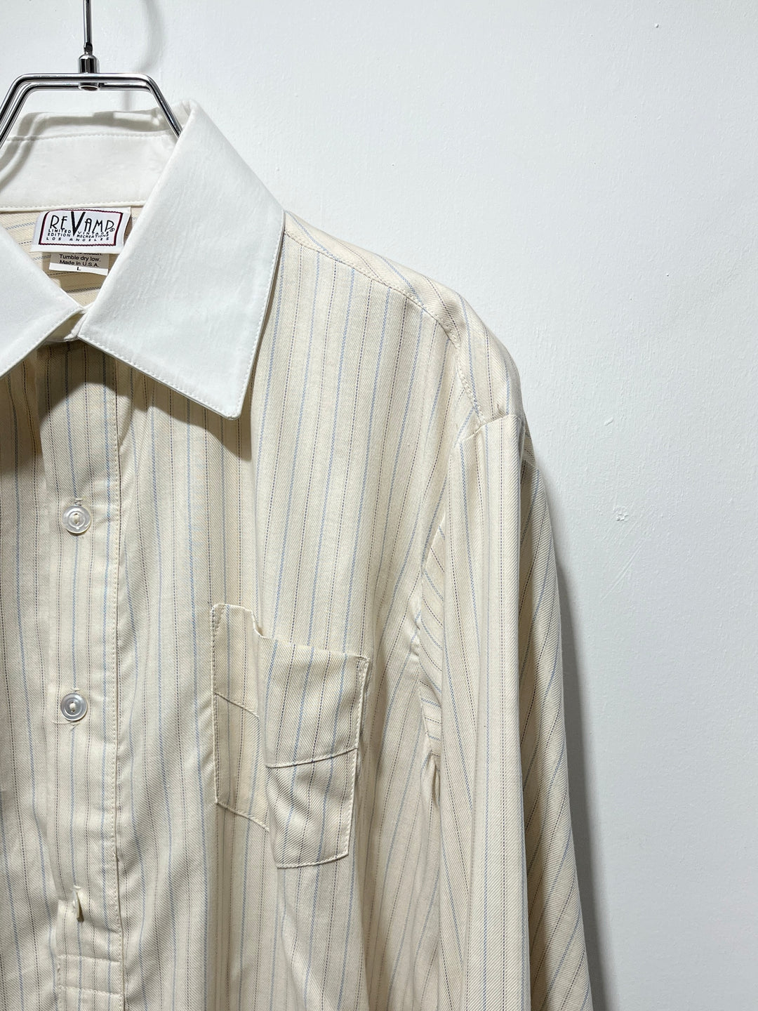 1990-00s USA made striped white collar pullover shirt