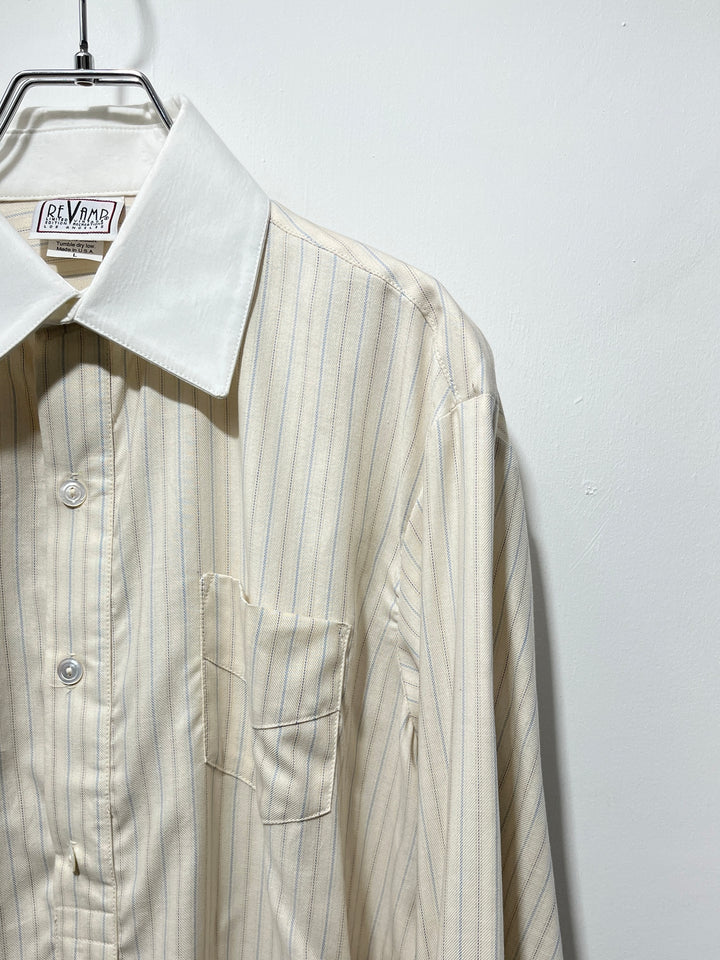 1990-00s USA made striped white collar pullover shirt