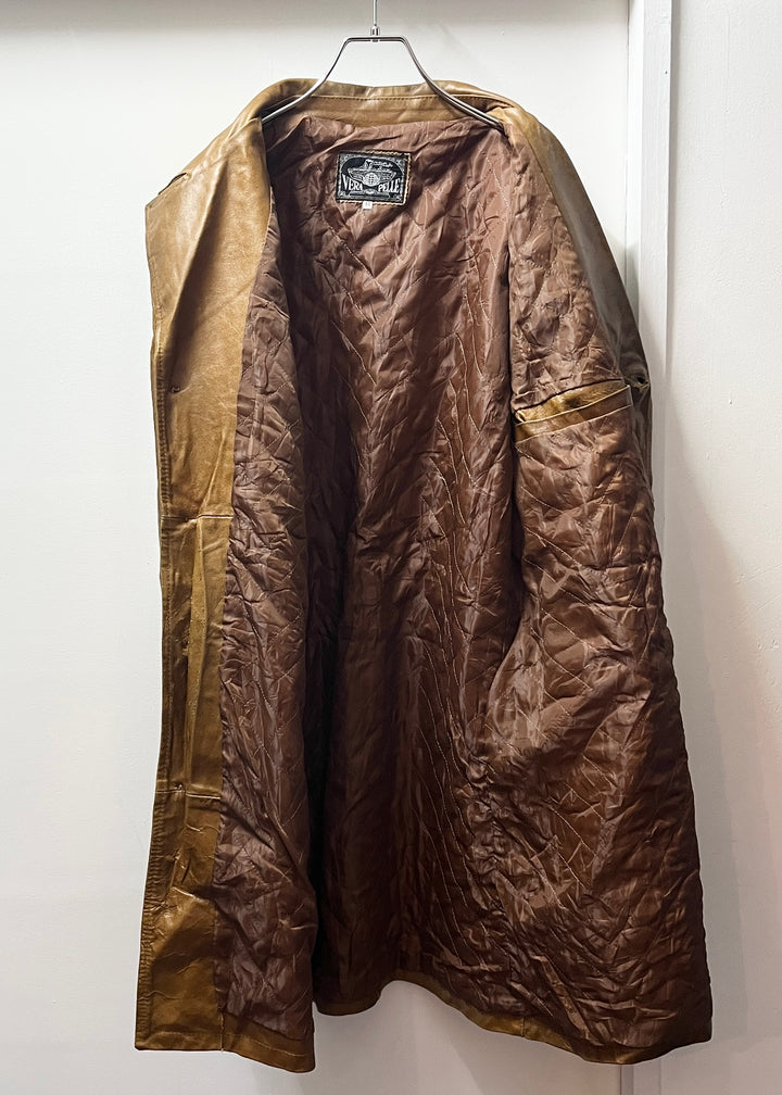 1980s ITALY made  caramel brown leather coat