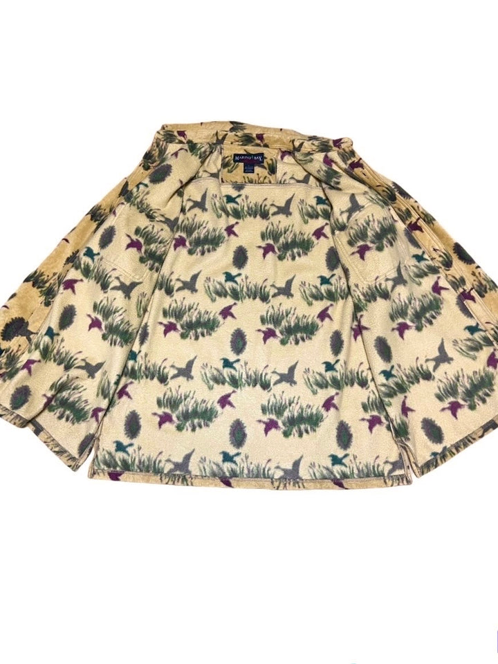 bird pattern fleece jacket