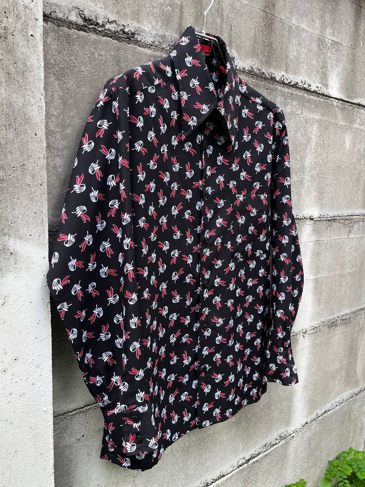 1970s abstract floral pattern shirt