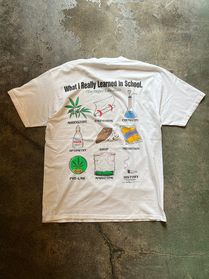 1990s Higher Education joke print T-shirt
