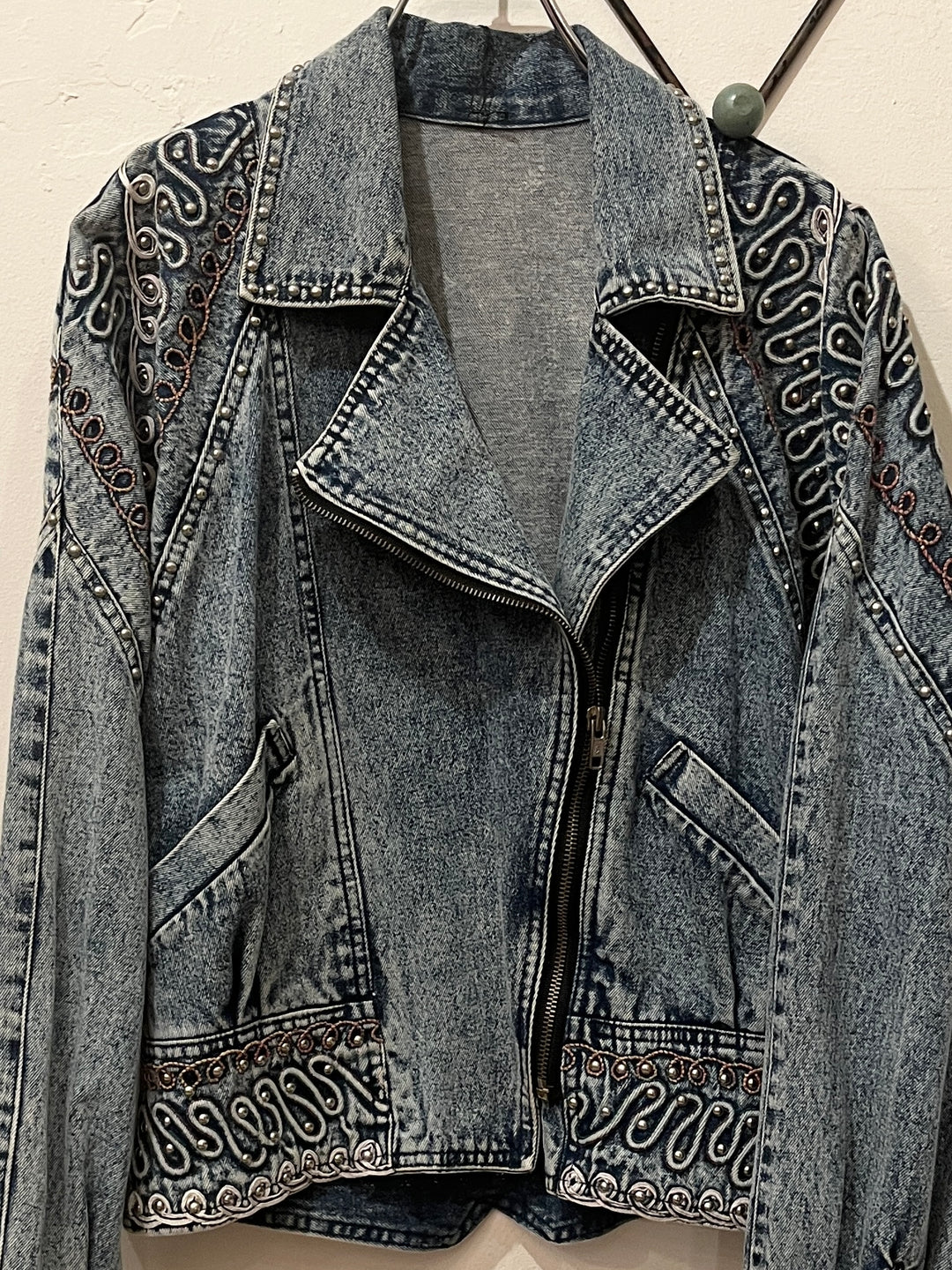 1980s decoration design chemical wash denim jacket