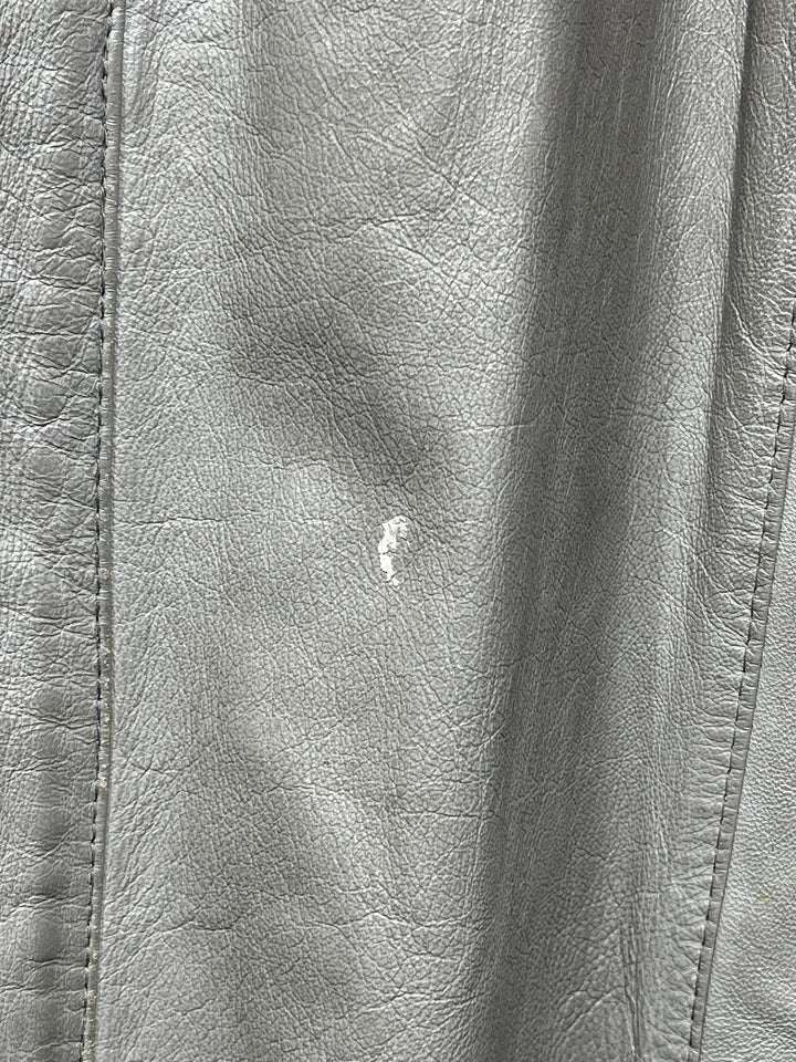 1980-90s stone gray stand collar leather jacket