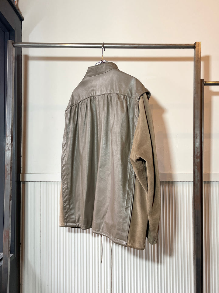 1980s USA made gray × beige panel leather jacket