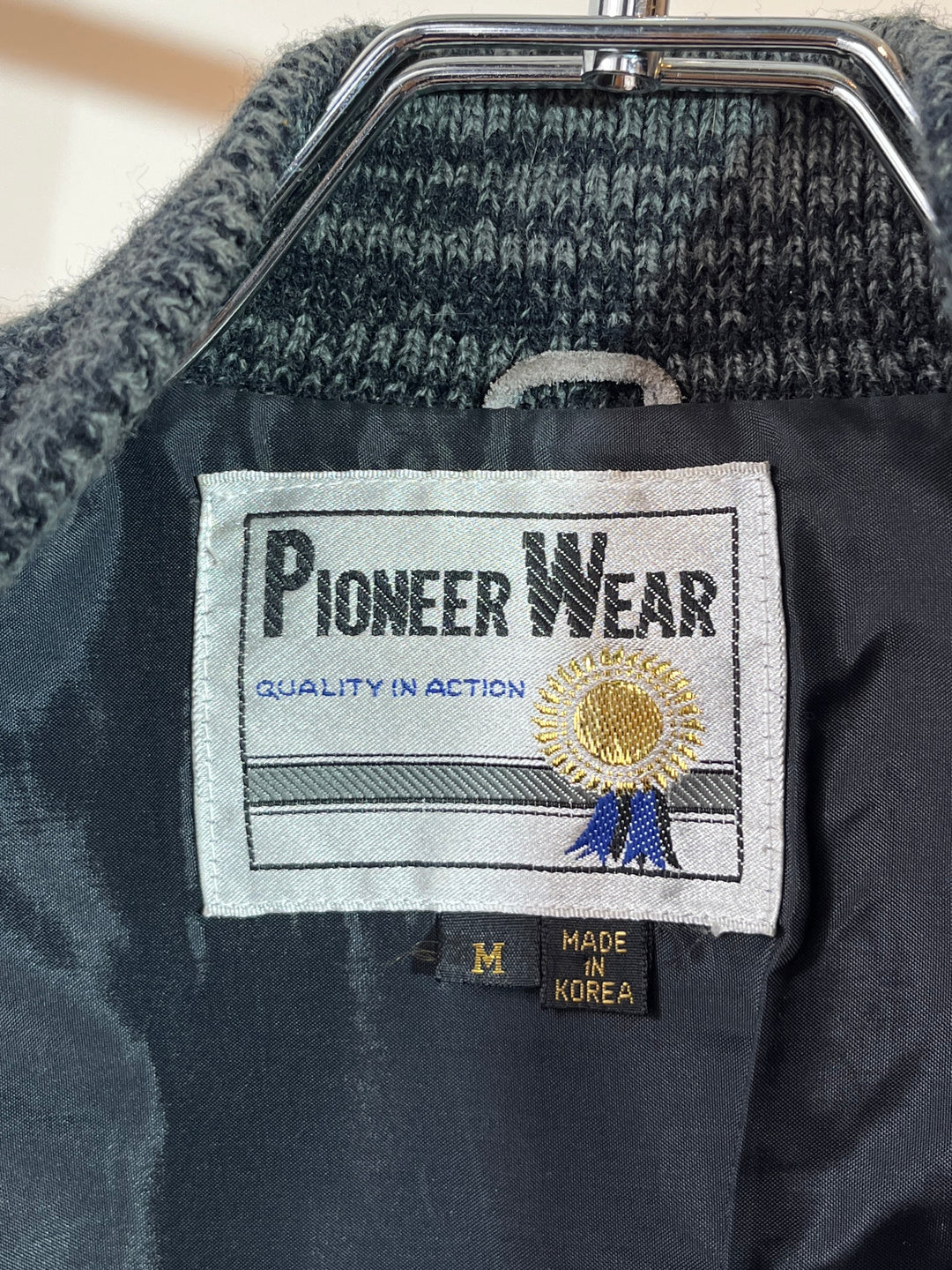 1980s "PIONEER WEAR" suede leather x knit panel jacket