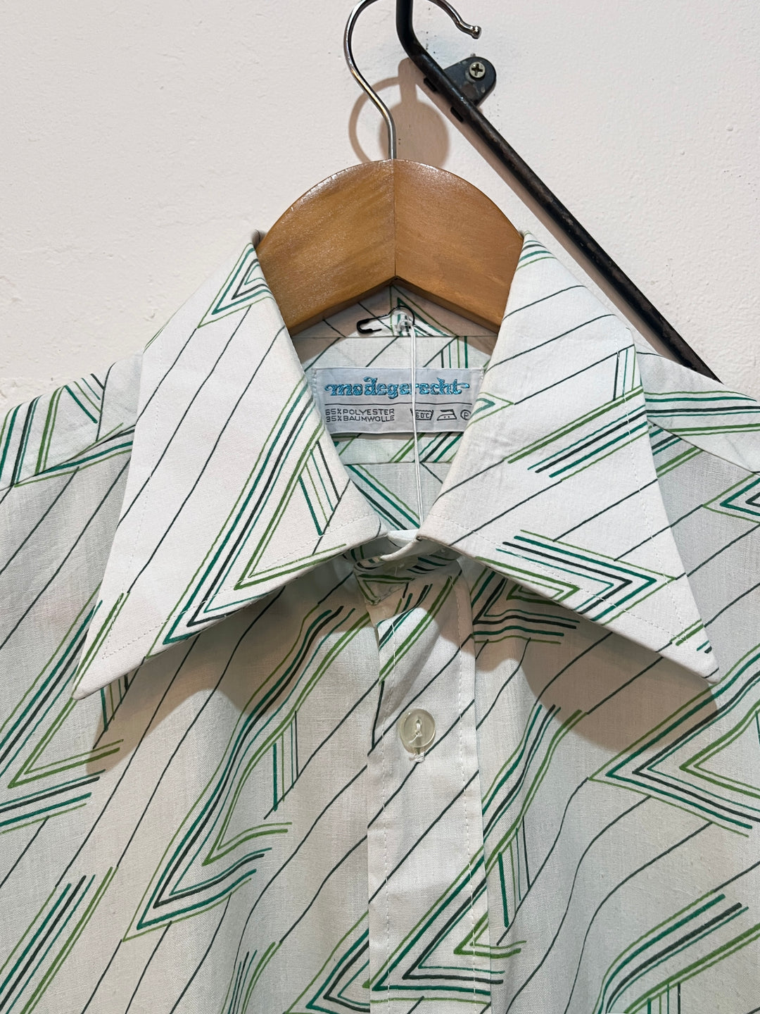 1970s light green total pattern shirt