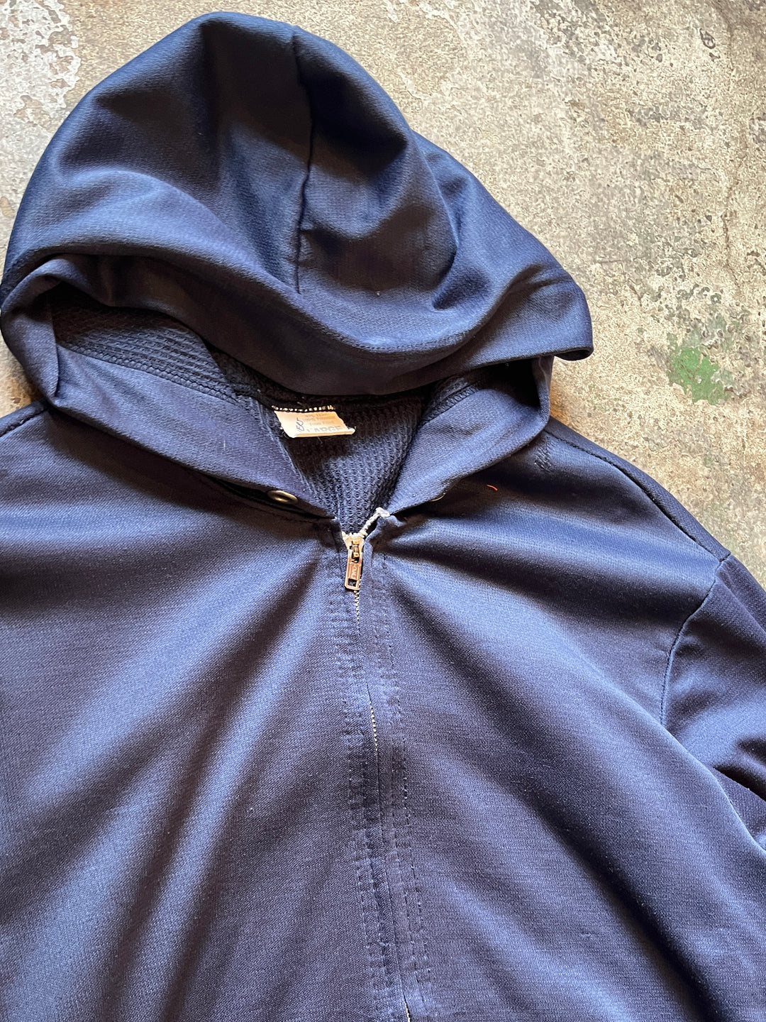 1980-90s navy double face zip sweat hoodie