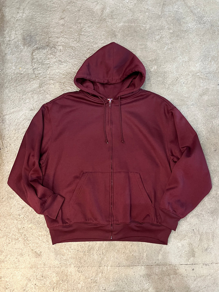 1990-00s burgundy double-face zip sweat hoodie