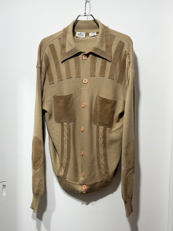1970s suede patchwork design knit jacket
